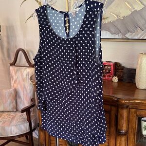 Roz & Ali Navy and White Polka Dot Blouse